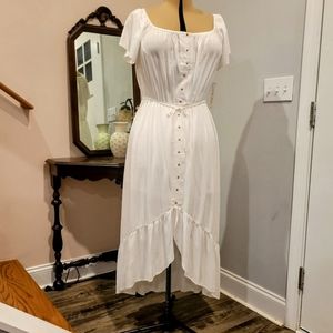 NWT 2X White Dress Asymmetrical Hemline